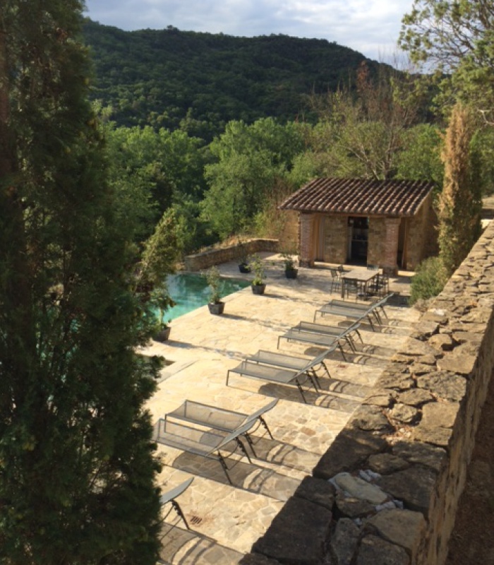 Swimming pool's terrace and changing room
