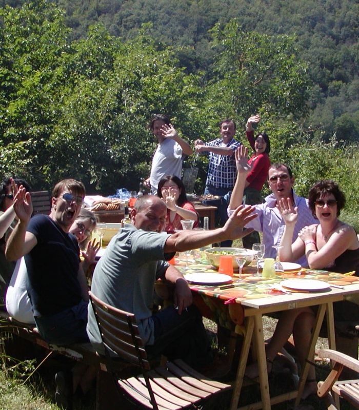 Eating outside together among the peaceful hills