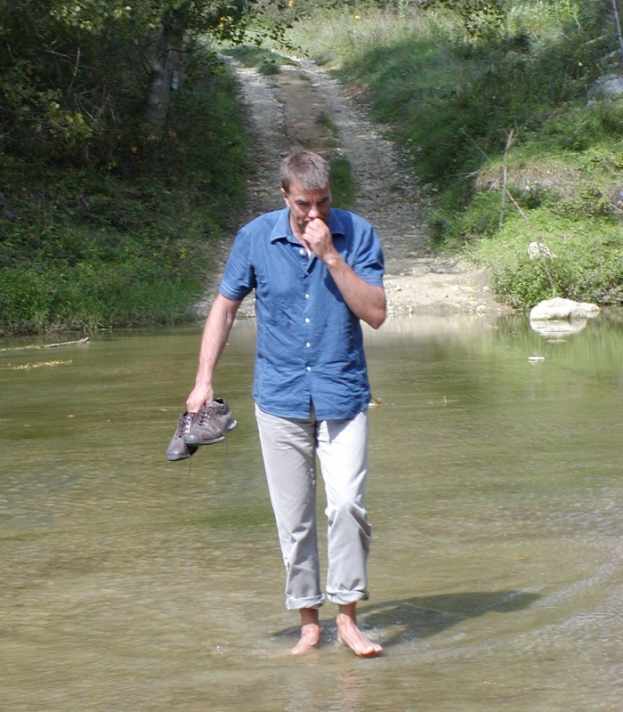 Ian crossing river
